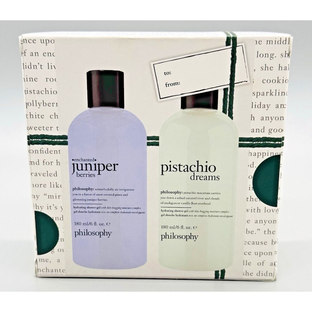 Philosophy Holiday Shower Gel Duo Pistachio Dreams Juniper Berries 6 oz Each - Picture 1 of 6